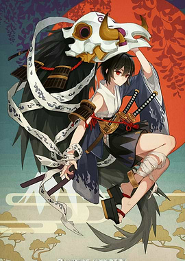 Anime Samurai with Skull Mask