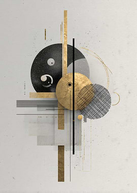Abstract Geometric Composition with Gold Accents