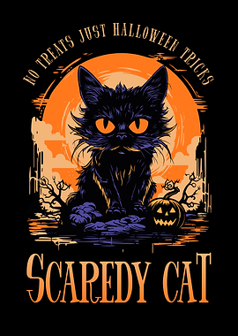 Scaredy Cat Halloween Illustration
