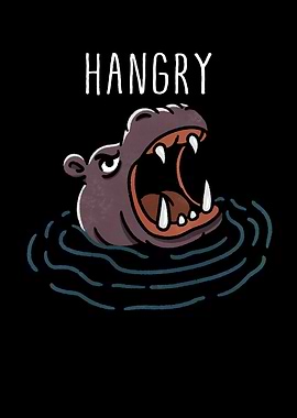 Hangry Hippo Cartoon Illustration