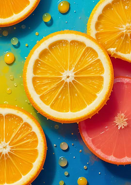 Vibrant Citrus Slices on Colorful Background