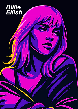 Billie Eilish Portrait in Pop Art Style
