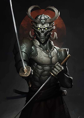 Samurai Warrior with Skull Mask