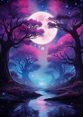Fantasy Landscape and Moon