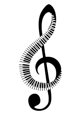 Treble Clef Piano Keys Black and White