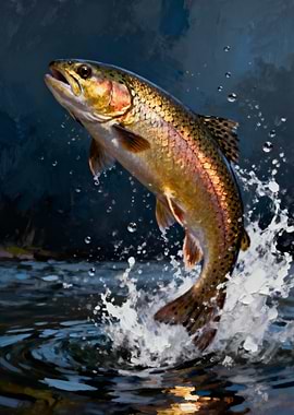 Leaping Trout Painting