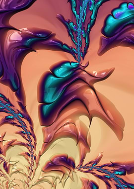 Abstract Fractal Art with Teal and Purple