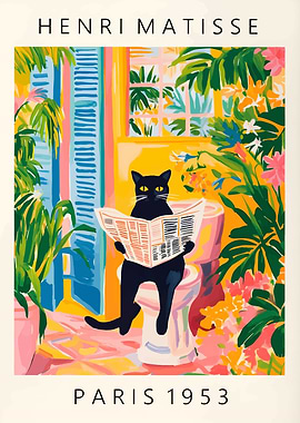 Henri Matisse Cat Reading Newspaper