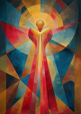 Abstract Geometric Figure with Radiant Halo