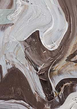 Abstract Brown and White Paint Swirls