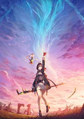 Girl Reaching for Blue Light