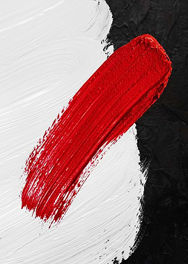 Red, White, and Black Paint Stroke