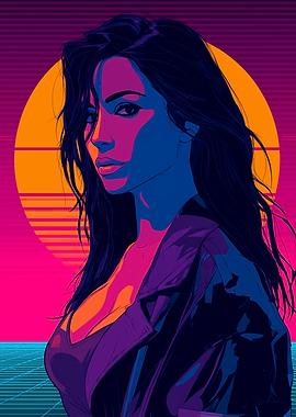 Kim Kardashian Synthwave Portrait
