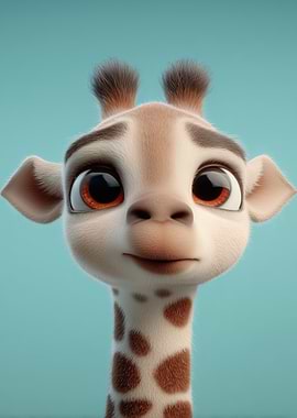 Cute Cartoon Giraffe Portrait