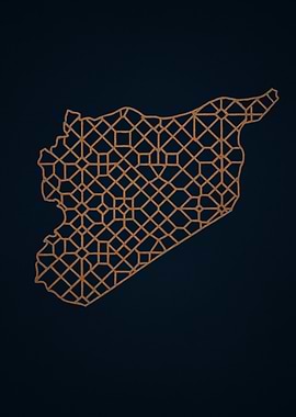 Syria Map Geometric Pattern