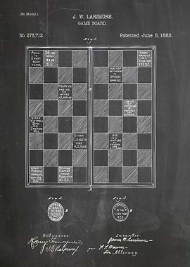 J.W. Larimore Game Board Patent Print
