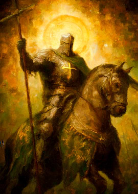 Crusader Knight on Horseback Painting