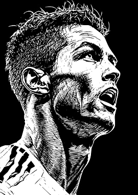 Cristiano Ronaldo Portrait Black and White