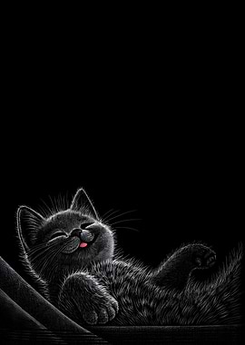 Happy Black Cat Illustration