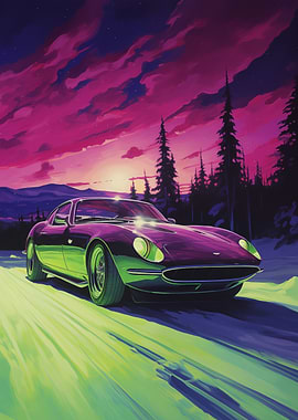 Classic Car Winter Night