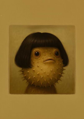 Pufferfish with Bob Haircut Portrait