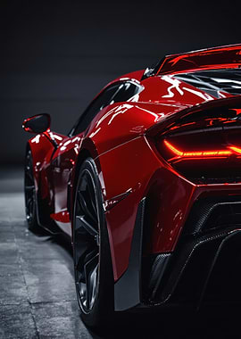 Red Sports Car Rear View