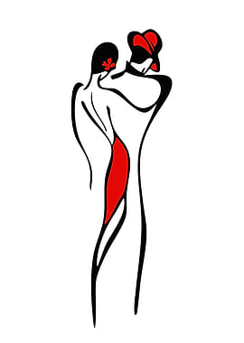 Minimalist Tango Dancers in Red and Black