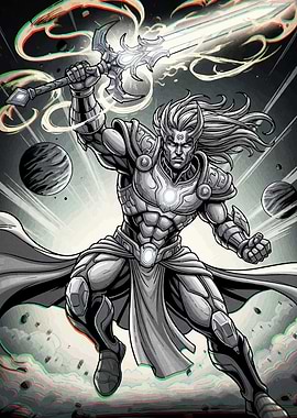 Warrior with Sword in Space