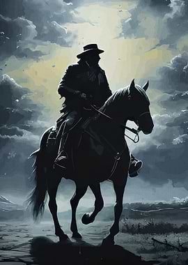 Cowboy Horseback Silhouette