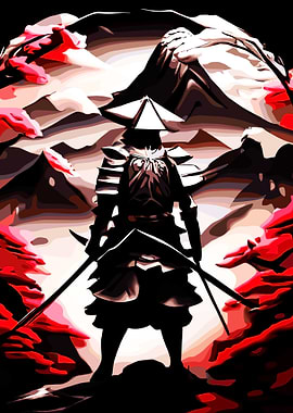 Samurai Warrior in Mountain Landscape