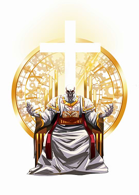 Skeletal Figure on Throne with Cross