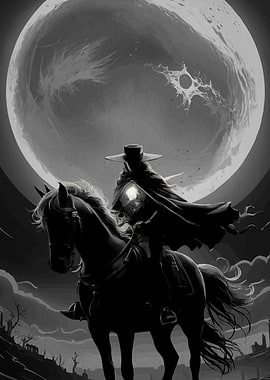 Dark Rider Under Moon