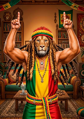 Rasta Lion Man with Dreadlocks