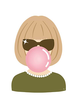 Vogue Anna Wintour Pink Bubble Gum Portrait
