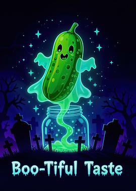 Boo-Tiful Taste: Pickle Ghost Illustration