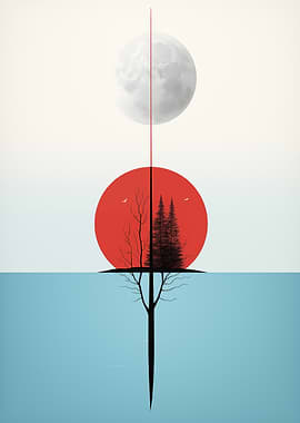 Nordic Landscape with Moon