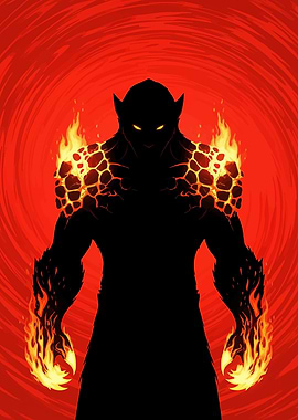 Fiery Demon Silhouette