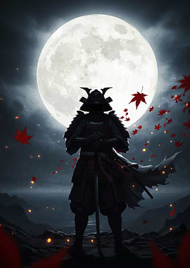 Samurai under the moonlight