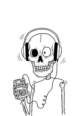Skeleton Listening to Music