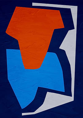 Abstract Shapes in Orange, Blue, and White