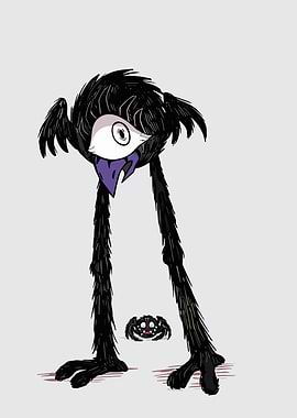 Tall Black Creature with Spider Friend
