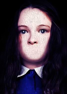 Girl with digitally removed mouth