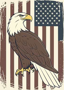 American Eagle with US Flag Backdrop