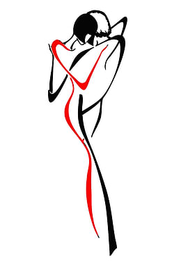 Abstract Tango Dancers in Red and Black