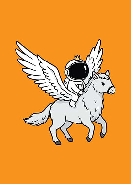 Astronaut riding a winged horse