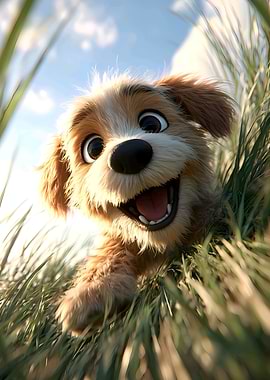Happy Puppy in the Grass