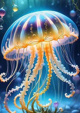 Glowing Jellyfis Deep Sea