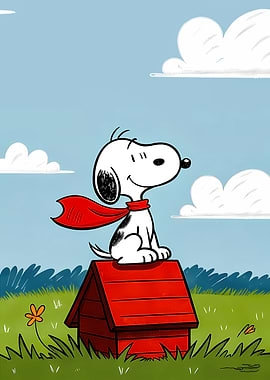 Snoopy as Flying Ace on Doghouse