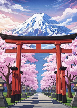 Mount Fuji and Cherry Blossoms