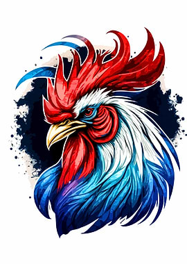 Patriotic Rooster Head Art